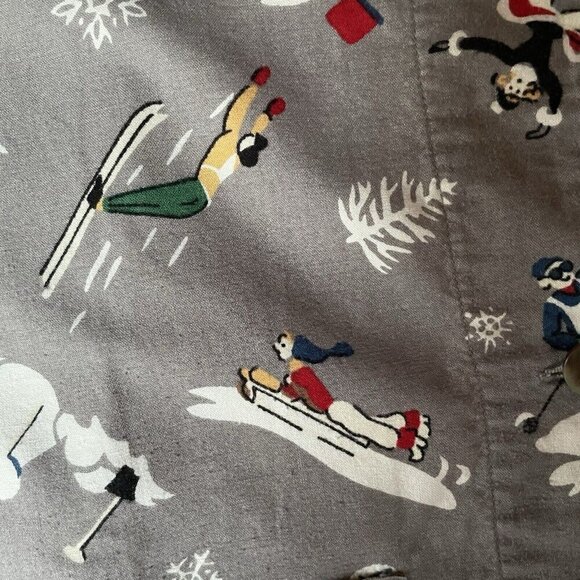 Vintage Eddie Bauer Womens Flannel Pajama Set Sz S Gray Winter Novelty Print PJs - Picture 13 of 16